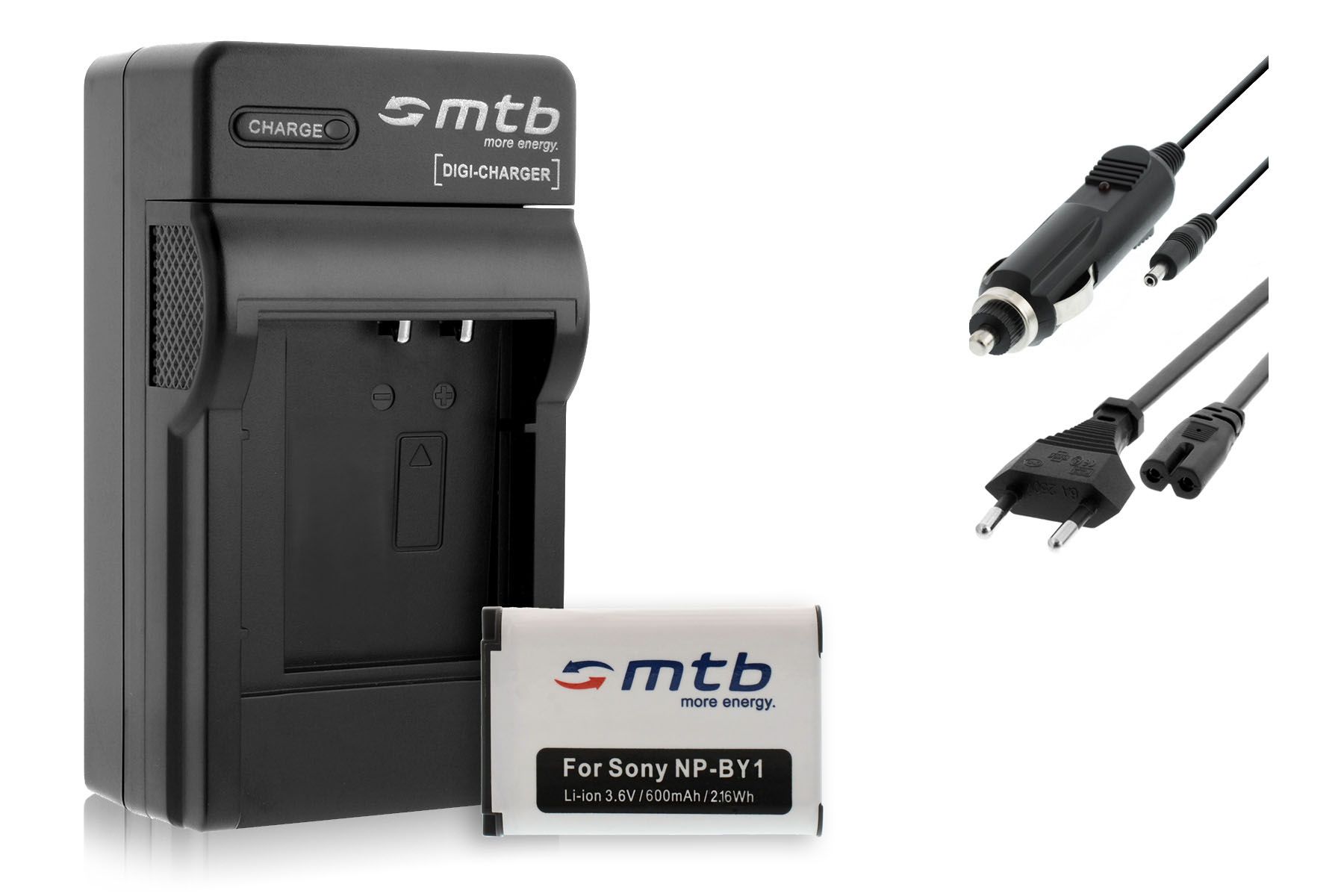 Mtb Battery and Charger Kit for Sony HD Action Cam AZ1/HDR-AZ1 (NP-BY1 NPBY1)