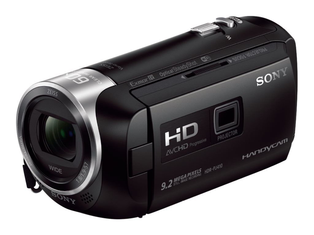 Sony Handycam HDR-PJ410 - Projector Camcorder - 1080p/50fps - 2.51MP - 30x Optical Zoom - Carl Zeiss Lens - Flash Card - Wi-Fi, NFC - Black