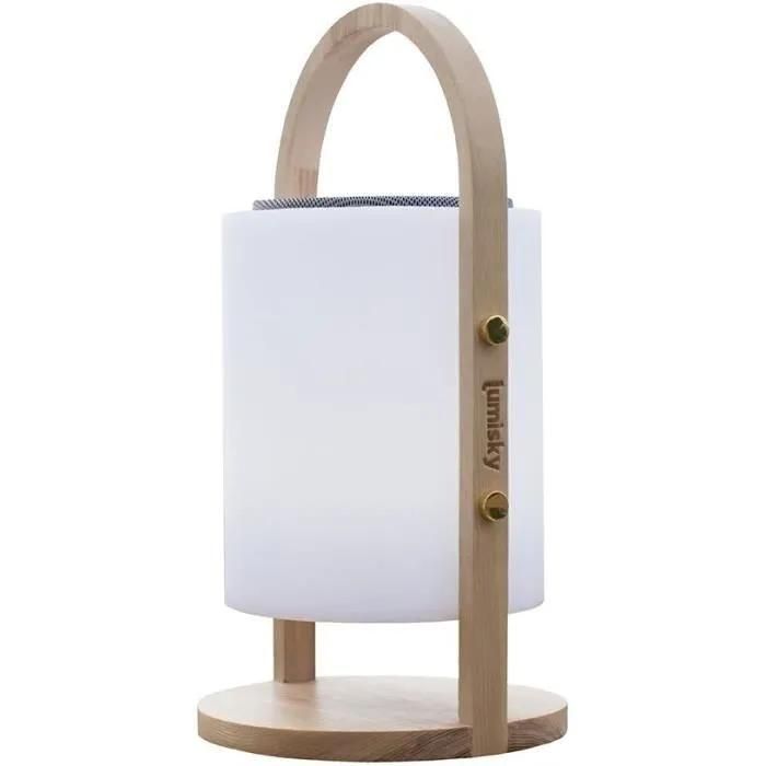 Woody Play Bluetooth Speaker with Wood Handle - 360° Lighting & Sound, 12-Hour Battery Life, Dimmable LED Lights, IP44 & UV Protection