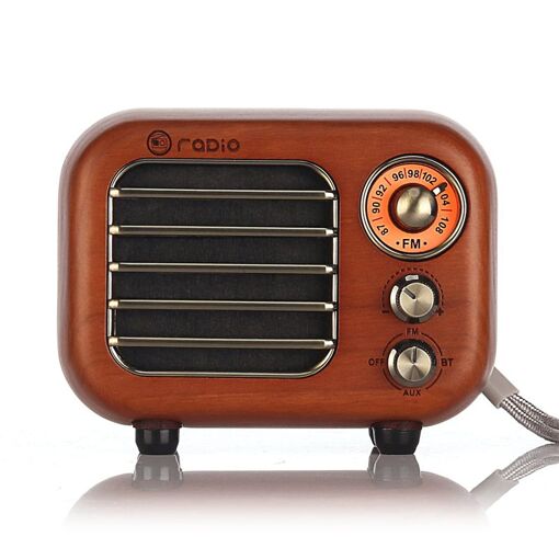 Altavoz Bluetooth mini retro Fuyin R918-A/C con radio FM - Marrón Claro