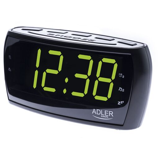 Adler Digital Clock with AM-FM Tuner, Large LED Display, Brightness Control, Black (AD1121)