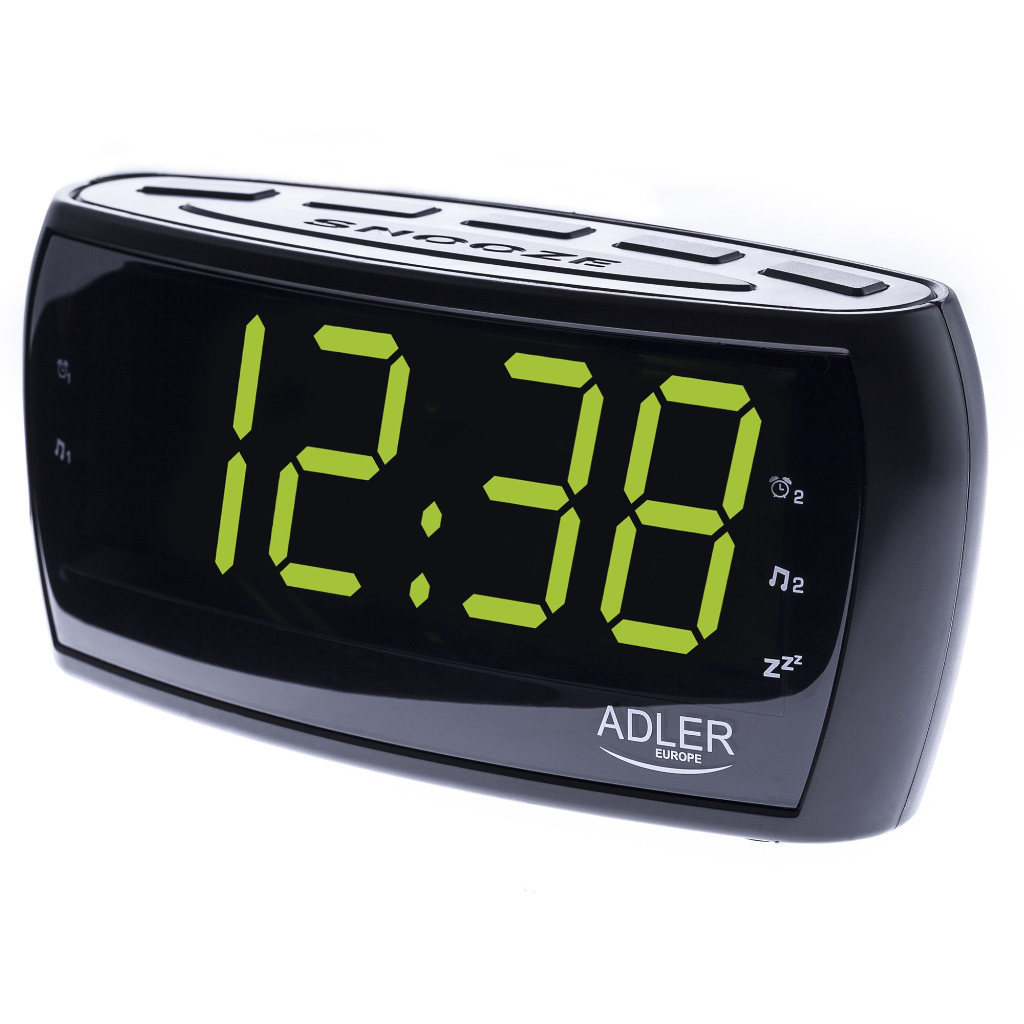Adler Digital Clock with AM-FM Tuner, Large LED Display, Brightness Control, Black (AD1121)
