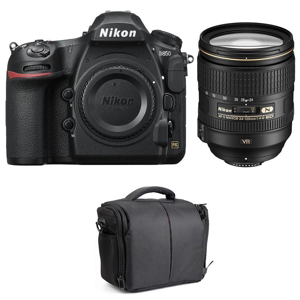 Nikon D850 + 24-120mm F4 G ED VR Lens + 2-Year Warranty Bag