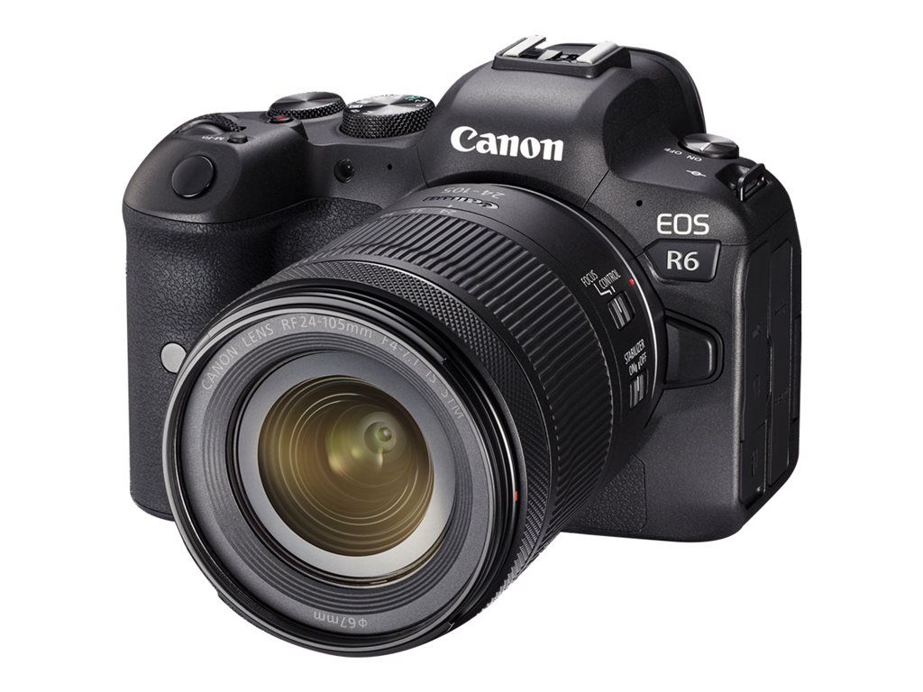 Cámara sin espejo Canon EOS R6 - 20.1 MP - Formato completo - 4K/60p - Objetivo RF 24-105 mm F4-7.1 IS STM - Wi-Fi, Bluetooth - Negro