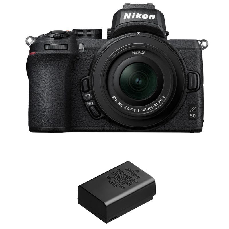 Nikon Z50 Mirrorless Camera + 16-50mm f/3.5-6.3 VR Lens + EN-EL25 Battery (2-Year Warranty)