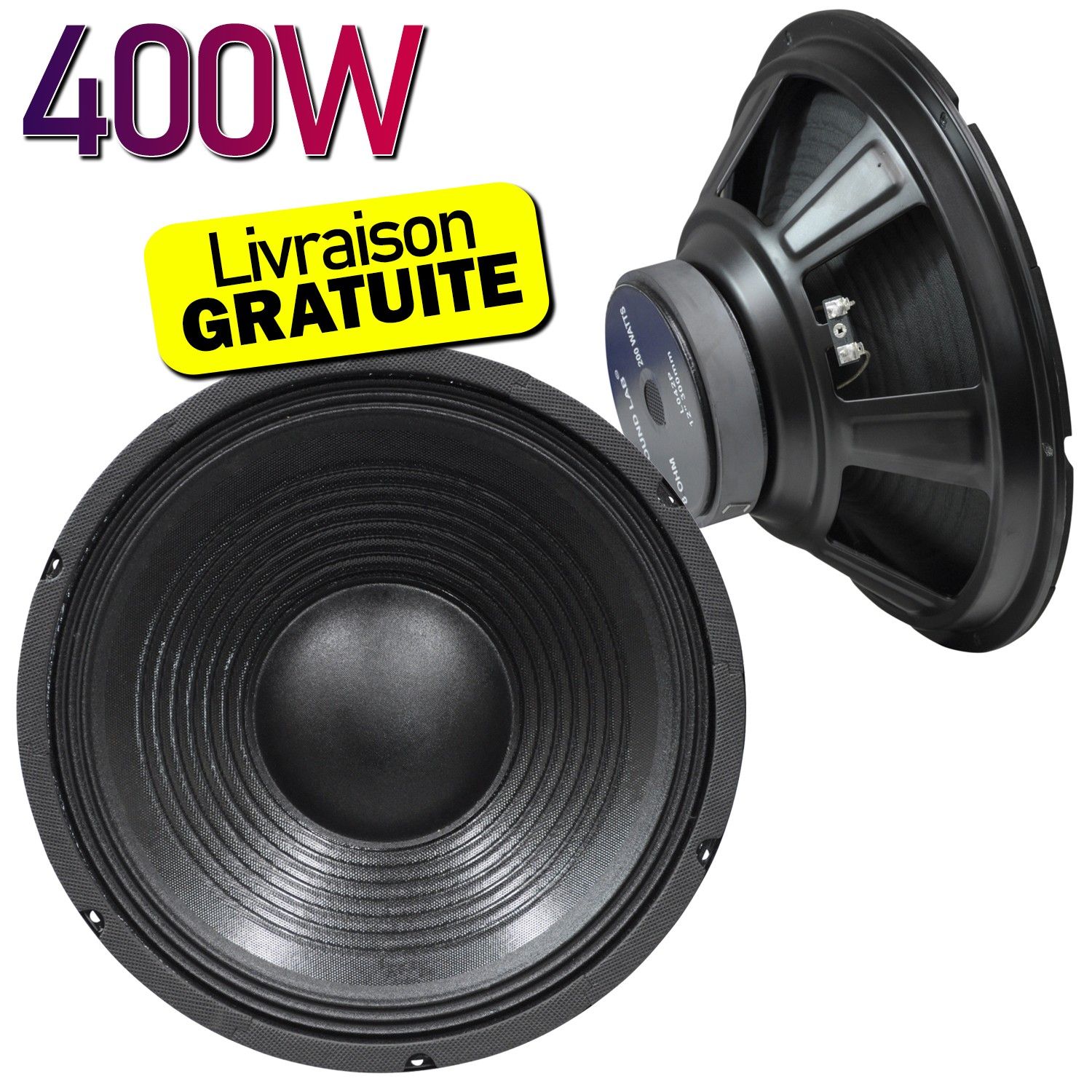 Haut-parleur Soundlab 18 pouces - 400W, 8 Ohms Subwoofer