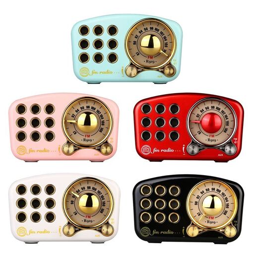 Altavoz Bluetooth retro mini Fuyin R919-B con radio FM - Blanco