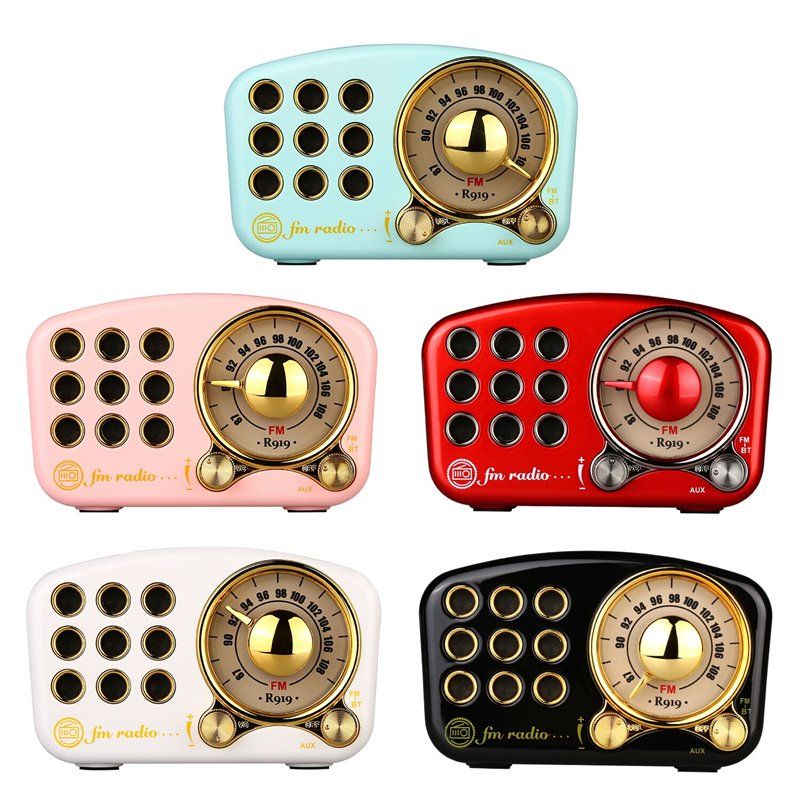 Fuyin R919-B Mini Retro Bluetooth Speaker with FM Radio - White