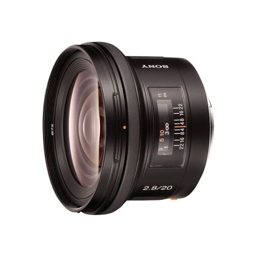 Objectif Sony SAL20F28 Grand Angle - 20 mm, f/2.8 - Monture Sony A - pour Handycam NEX-VG900 et certains modèles DSLR, SLT et NEX