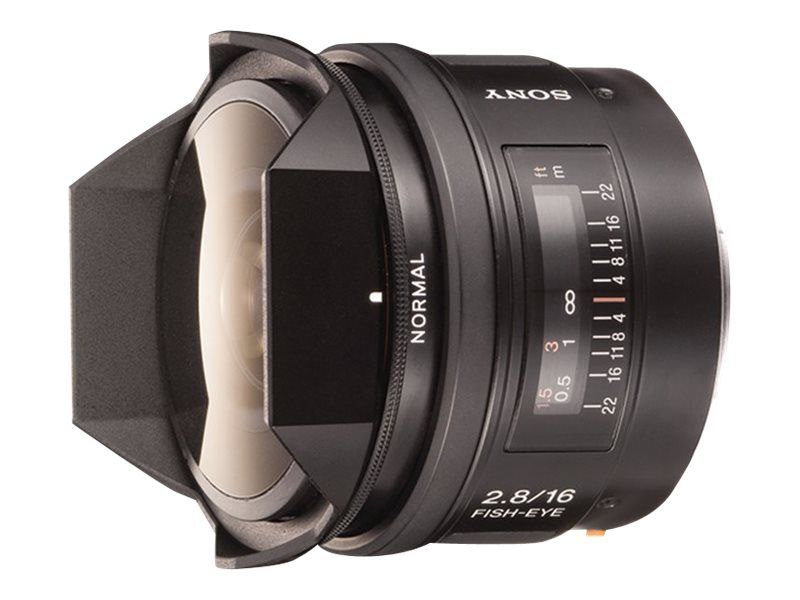 Sony SAL16F28 Fish-eye Lens - 16mm - f/2.8 - A-mount - for NEX-VG900, DSLR-A100, SLT-A58, A65, A77, NEX F3Y, a1, a3000, a7, a7R, a7R IV