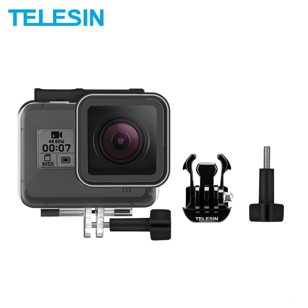 Onelook TELESIN 40M Waterproof Case for GoPro Hero 8 with Tempered Glass Lens Cover and Transparent Camera Accessories
