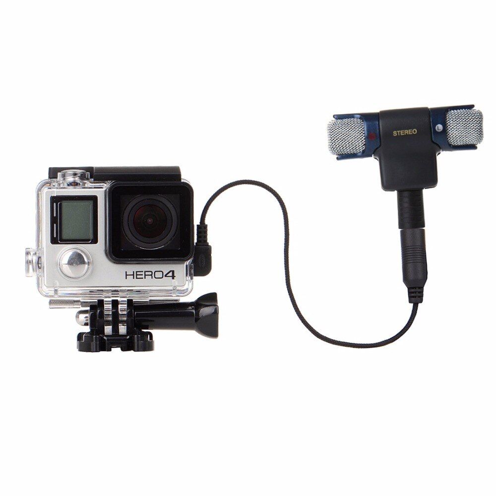 Estuche impermeable GoPro + Micrófono estéreo externo mini con cable para HERO4/3+ / 3