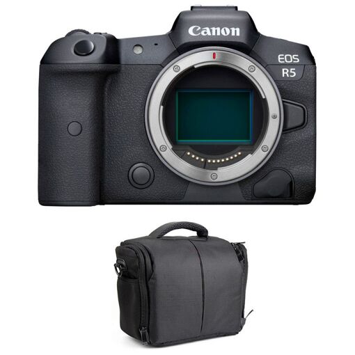 Canon EOS R5 Cuerpo + Maleta - Sensor CMOS de 45MP, 20 fps, Vídeo 8K, Estabilización Dual IS, Visor de 5.76 MP
