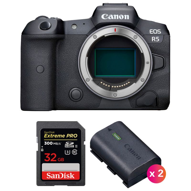 Canon EOS R5 Nu + SanDisk 32GB Extreme PRO UHS-II SDXC 300MB/s + 2 Canon LP-E6NH