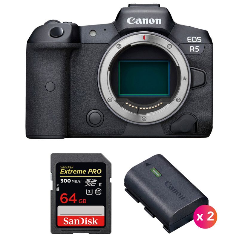 Canon EOS R5 Nu + SanDisk 64GB Extreme PRO UHS-II SDXC 300MB/s + 2 Canon LP-E6NH