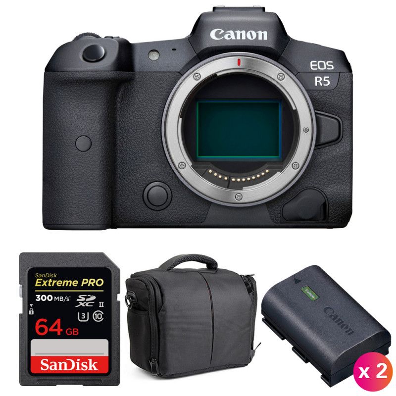 Canon EOS R5 Nu + SanDisk 64GB Extreme PRO UHS-II SDXC 300MB/s + 2 Canon LP-E6NH + Bag