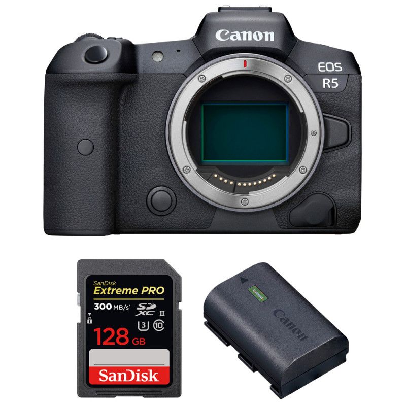 Canon EOS R5 Nu + SanDisk 128GB Extreme PRO UHS-II SDXC 300MB/s + Canon LP-E6NH