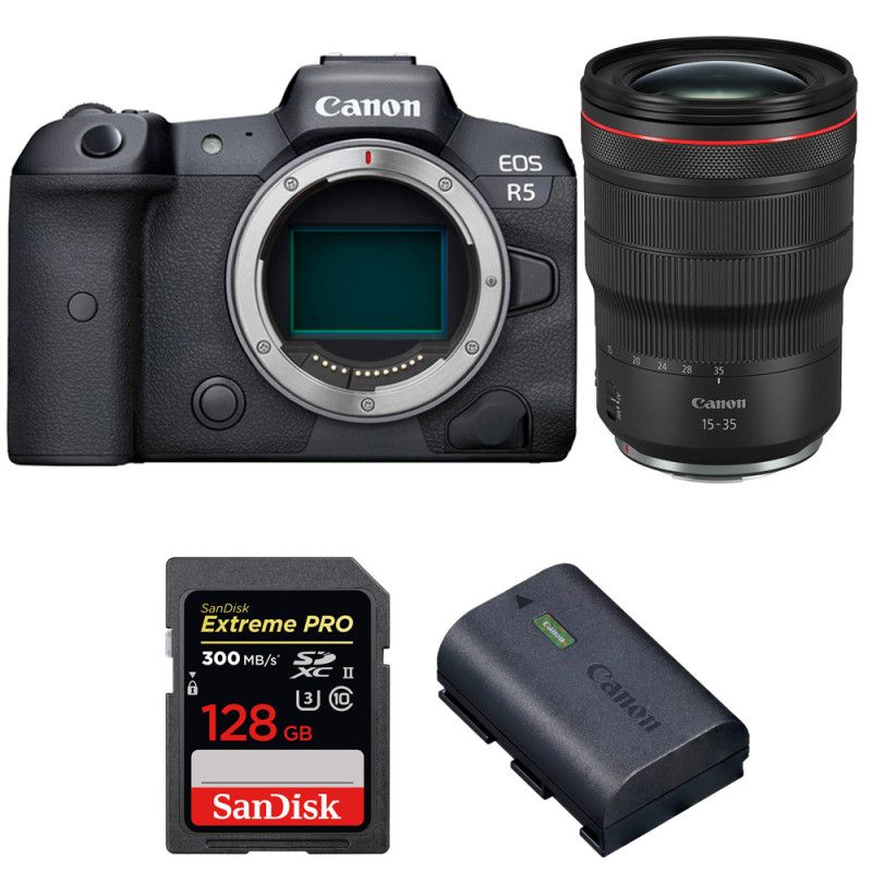 Canon EOS R5 + RF 15-35mm f/2.8L IS USM + SanDisk 128GB Extreme PRO UHS-II SDXC 300MB/s + Canon LP-E6NH