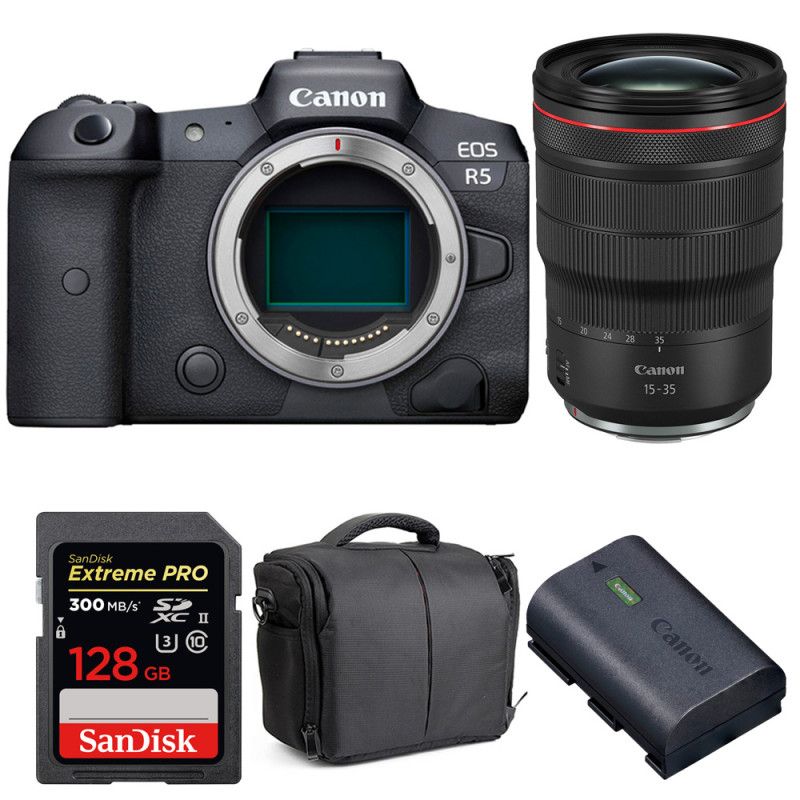 Canon EOS R5 + RF 15-35mm f/2.8L IS USM + SanDisk 128GB UHS-II SDXC 300 MB/s + Canon LP-E6NH + Sac