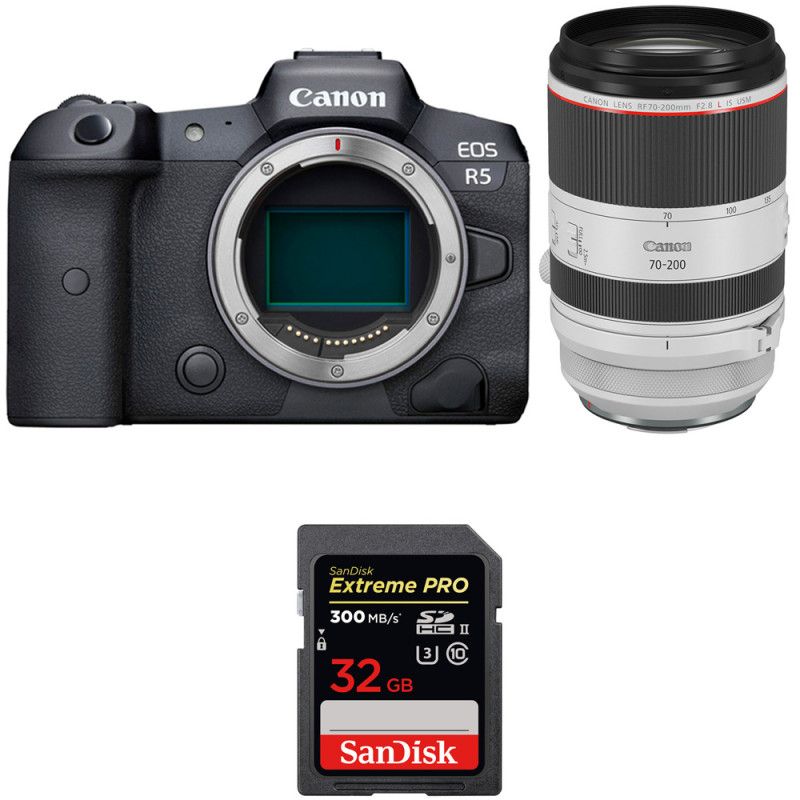 Canon EOS R5 + RF 70-200mm f/2.8L IS USM + SanDisk 32GB Extreme PRO UHS-II SDXC Card