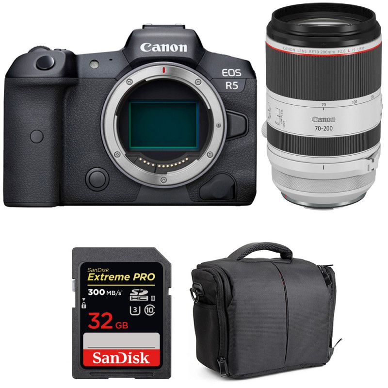 Canon EOS R5 + RF 70-200mm f/2.8L IS USM + SanDisk 32GB Extreme PRO UHS-II SDXC 300MB/s Memory Card + Bag