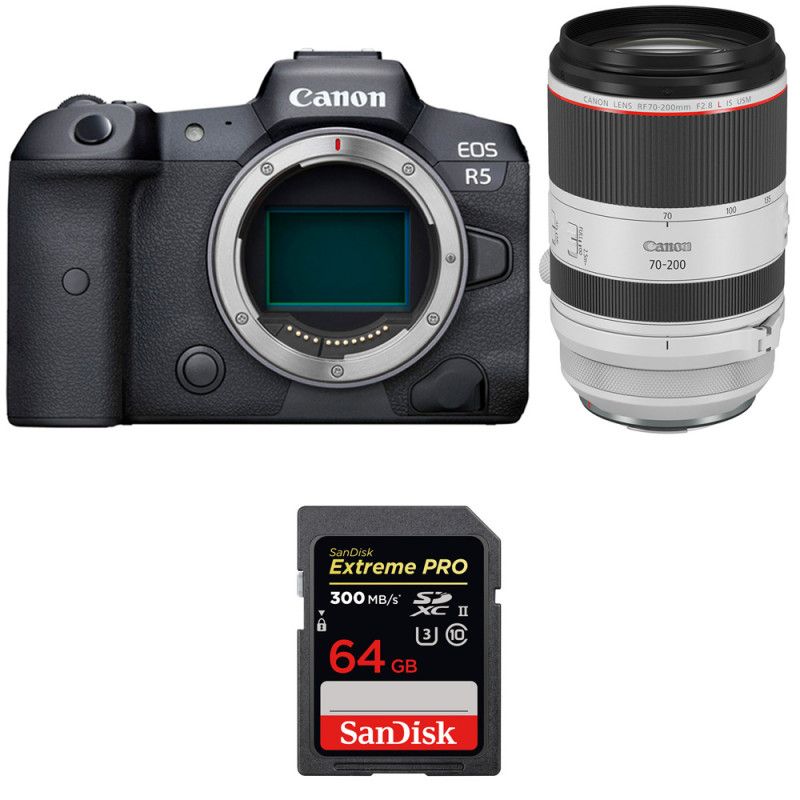 Canon EOS R5 + RF 70-200mm f/2.8L IS USM + SanDisk 64GB Extreme PRO UHS-II SDXC 300MB/s