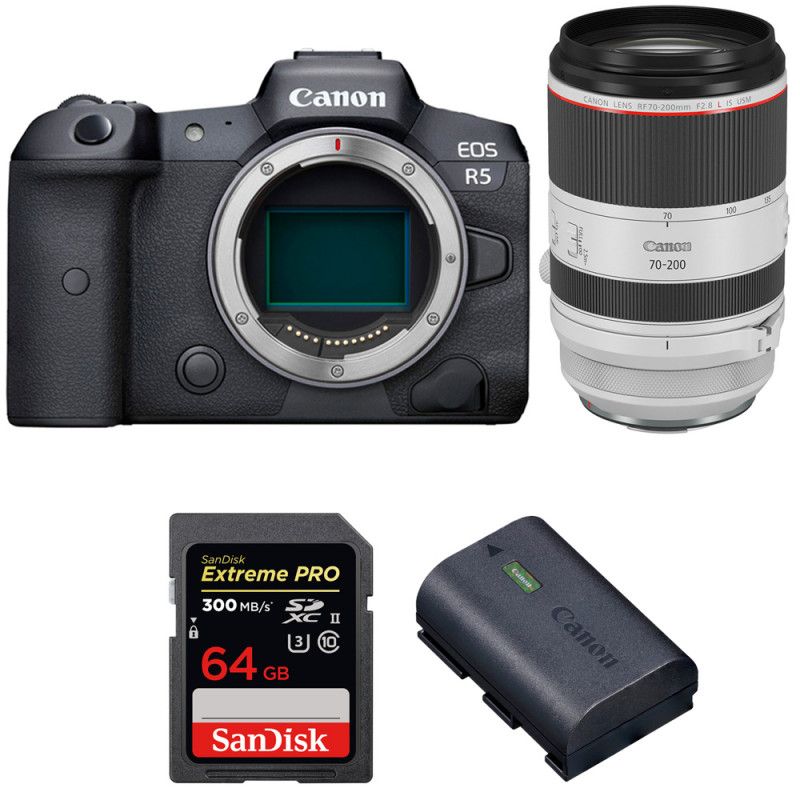 Canon EOS R5 + RF 70-200mm f/2.8L IS USM + SanDisk 64GB Extreme PRO UHS-II SDXC 300 MB/s + Canon LP-E6NH