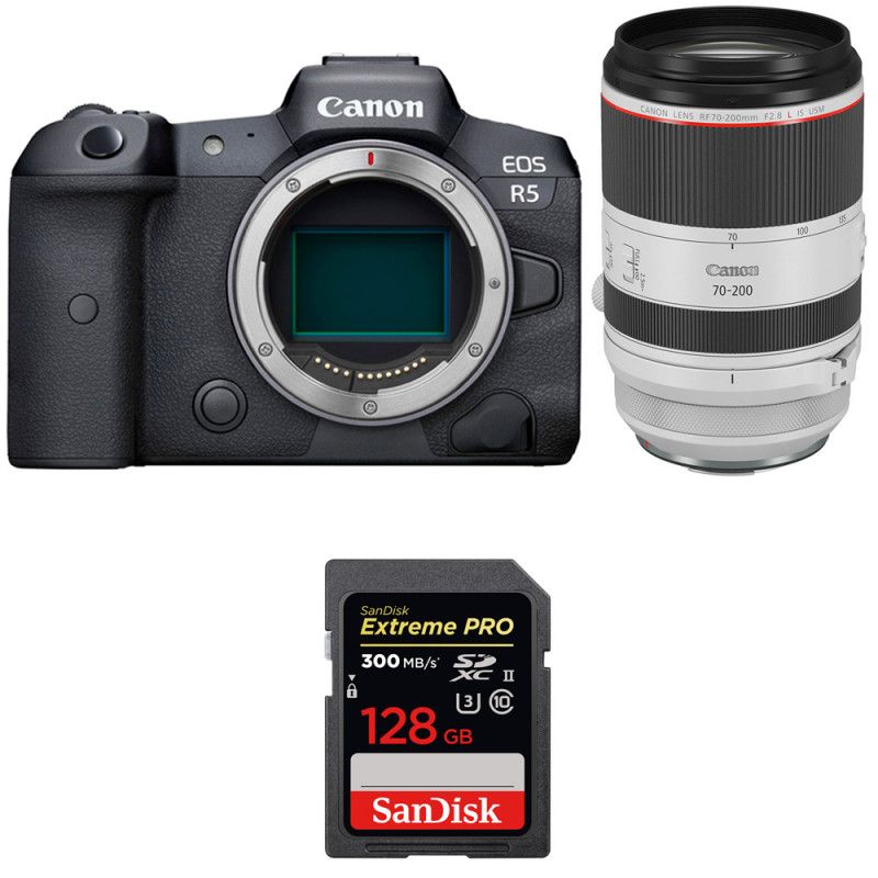 Canon EOS R5 + RF 70-200mm f/2.8L IS USM + SanDisk 128GB Extreme PRO UHS-II SDXC Card