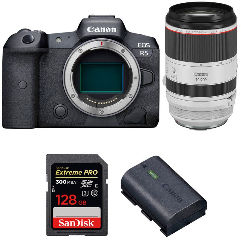 Canon EOS R5 + RF 70-200mm f/2.8L IS USM + SanDisk 128GB Extreme PRO UHS-II SDXC 300 MB/s + Canon LP-E6NH