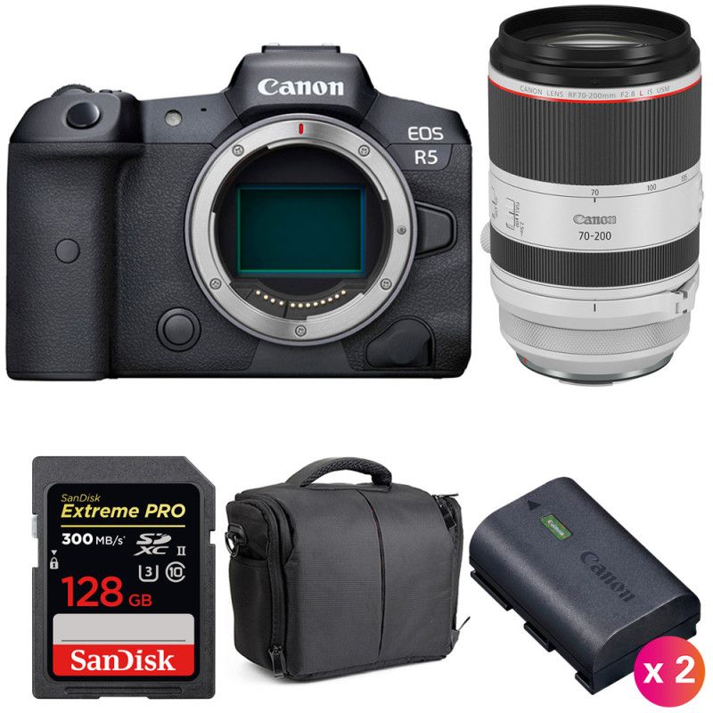 Canon EOS R5 + RF 70-200mm f/2.8L IS USM + SanDisk 128GB UHS-II SDXC 300 MB/s + 2 Canon LP-E6NH + Sac