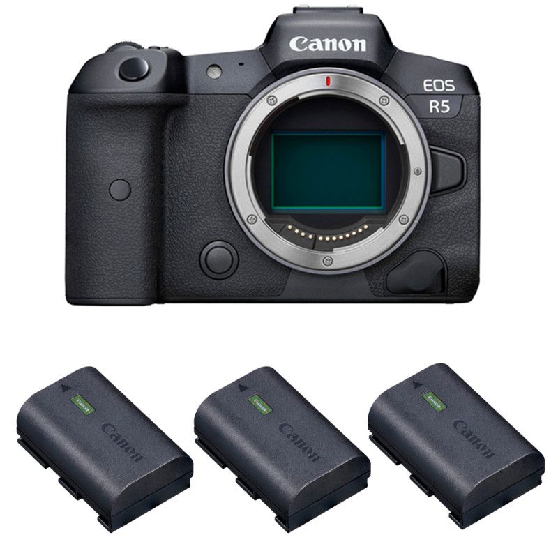 Canon EOS R5 Nu + 3 Canon LP-E6NH Full Frame Hybrid Camera Body