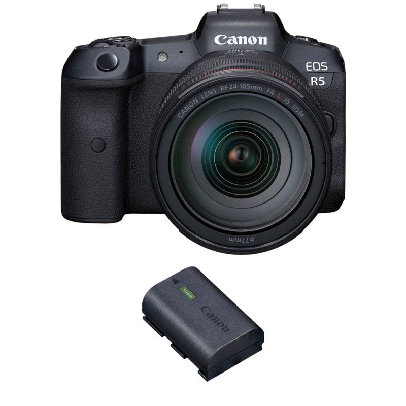 Canon EOS R5 + RF 24-105mm f/4L IS USM + 1 Canon LP-E6NH Camera Kit
