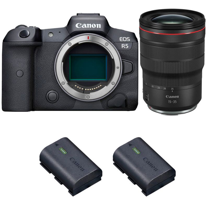 Kit Canon EOS R5 + Objetivo RF 15-35mm f/2.8L IS USM + 2 Baterías LP-E6NH