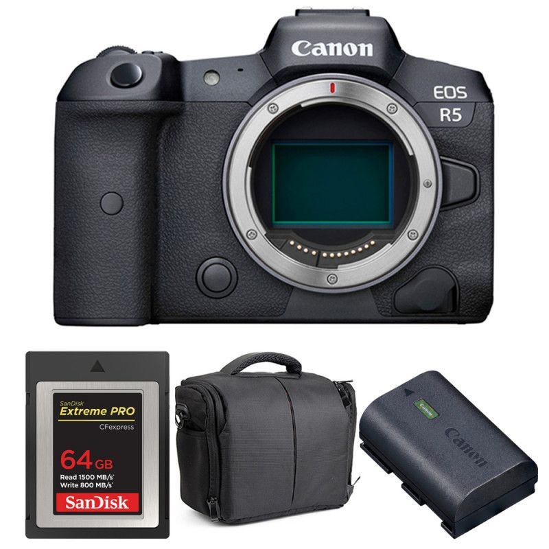 Canon EOS R5 Nu + Tarjeta SanDisk 64GB Extreme PRO CFexpress Tipo B + Batería Canon LP-E6NH + Maleta