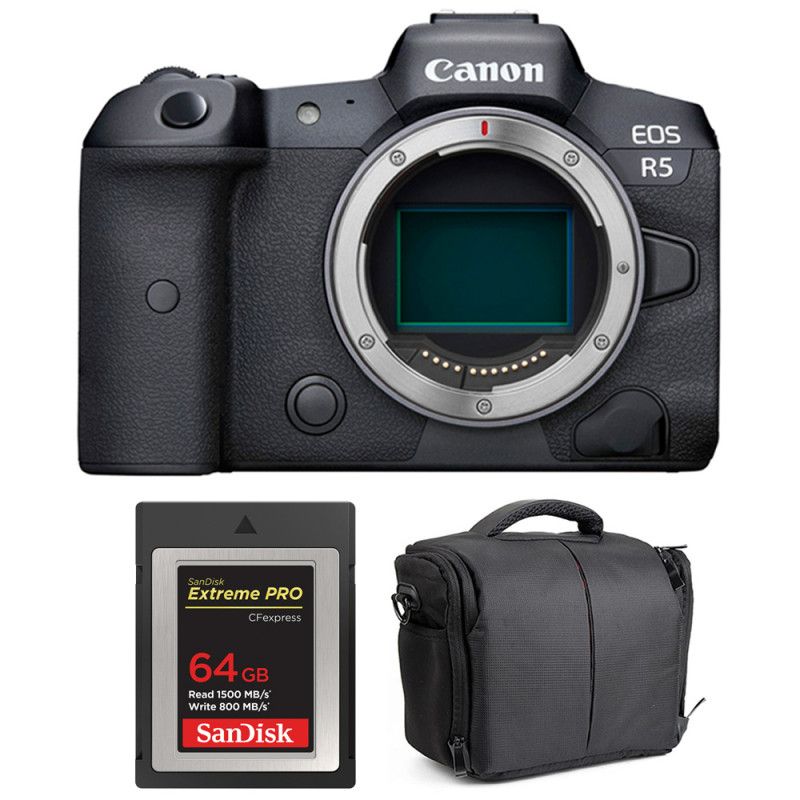Canon EOS R5 Nu + Tarjeta SanDisk 64GB Extreme PRO CFexpress Tipo B + Bolso