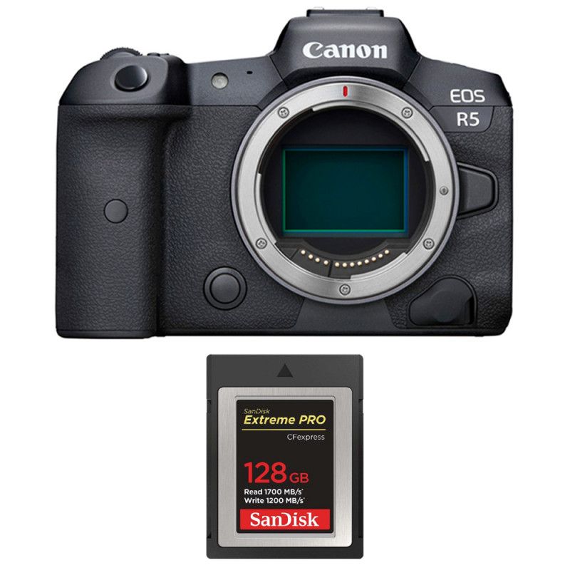 Canon EOS R5 Nu + Carte mémoire SanDisk 128 Go Extreme PRO CFexpress Type B