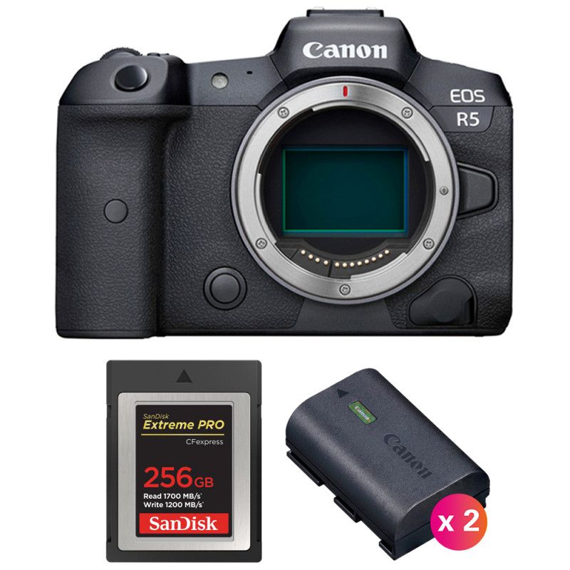 Canon EOS R5 Nu + Tarjeta SanDisk 256GB Extreme PRO CFexpress Tipo B + 2 Baterías Canon LP-E6NH