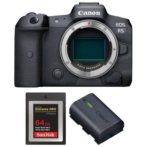Canon EOS R5 Cuerpo + SanDisk 64GB Extreme PRO CFexpress Tipo B + Canon LP-E6NH