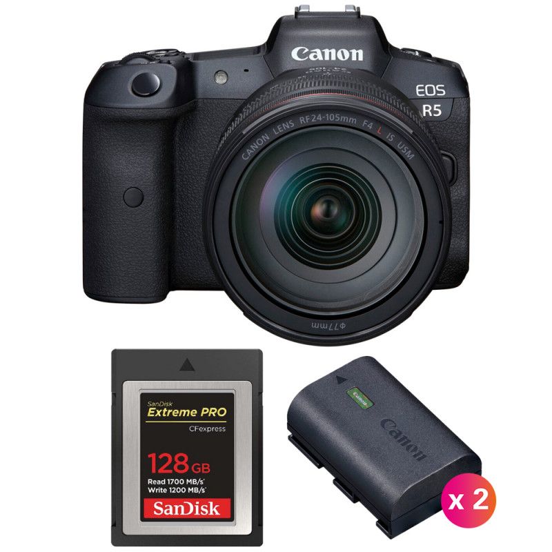 Canon EOS R5 + RF 24-105mm f/4L IS USM + SanDisk 128GB Extreme PRO CFexpress Type B + 2 Canon LP-E6NH