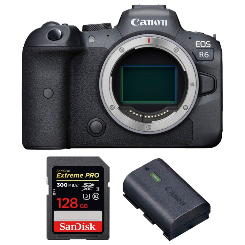 Canon EOS R6 Nu + SanDisk 128GB Extreme PRO UHS-II SDXC Card + Canon LP-E6NH 2-Year Warranty