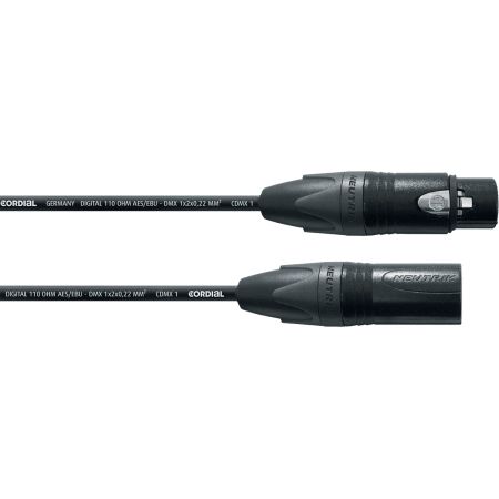 Cordial CDX10-1 - 5-Point XLR Male to Female DMX Cable, 10m