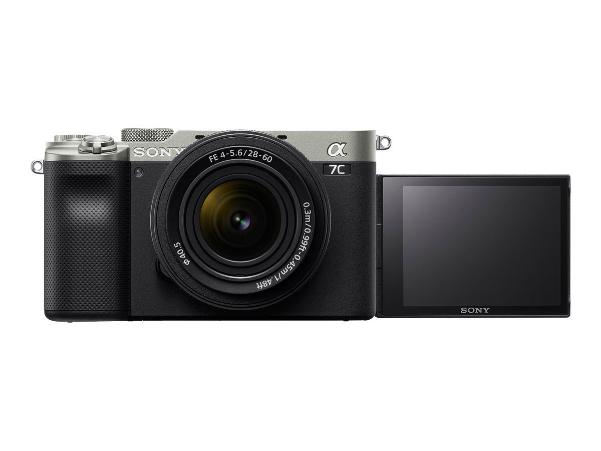 Sony a7C ILCE-7CL - Digital Camera - Mirrorless - 24.2 MP - Full Frame - 4K/30fps - 2.1x Optical Zoom Lens 28-60mm - Wi-Fi, NFC, Bluetooth - Silver