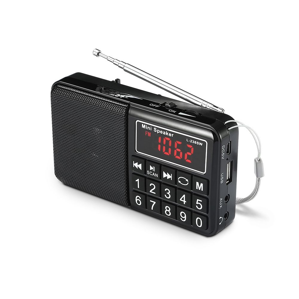 Radio WE - AM/FM/SW de banda múltiple con lector USB y Micro SD recargable - Negro