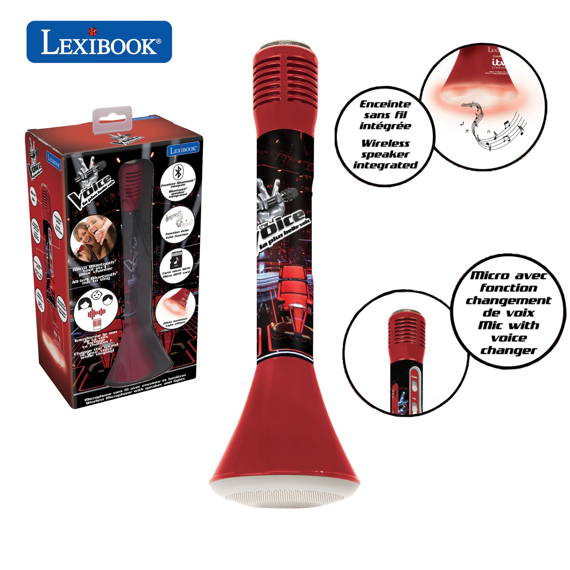 Lexibook The Voice Bluetooth Microphone with Speaker and Voice Changer