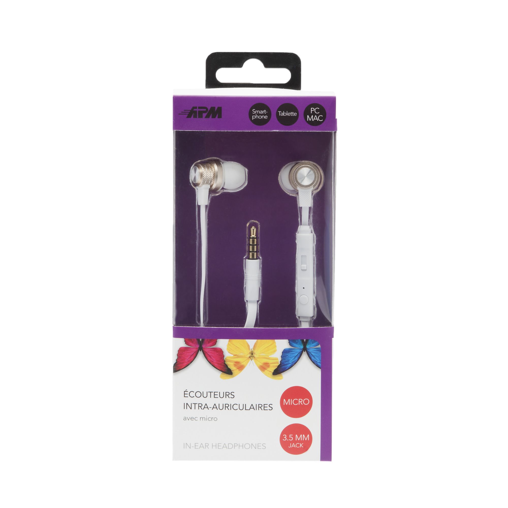 APM France Active Noise Canceling Earbuds with Microphone and Volume Control