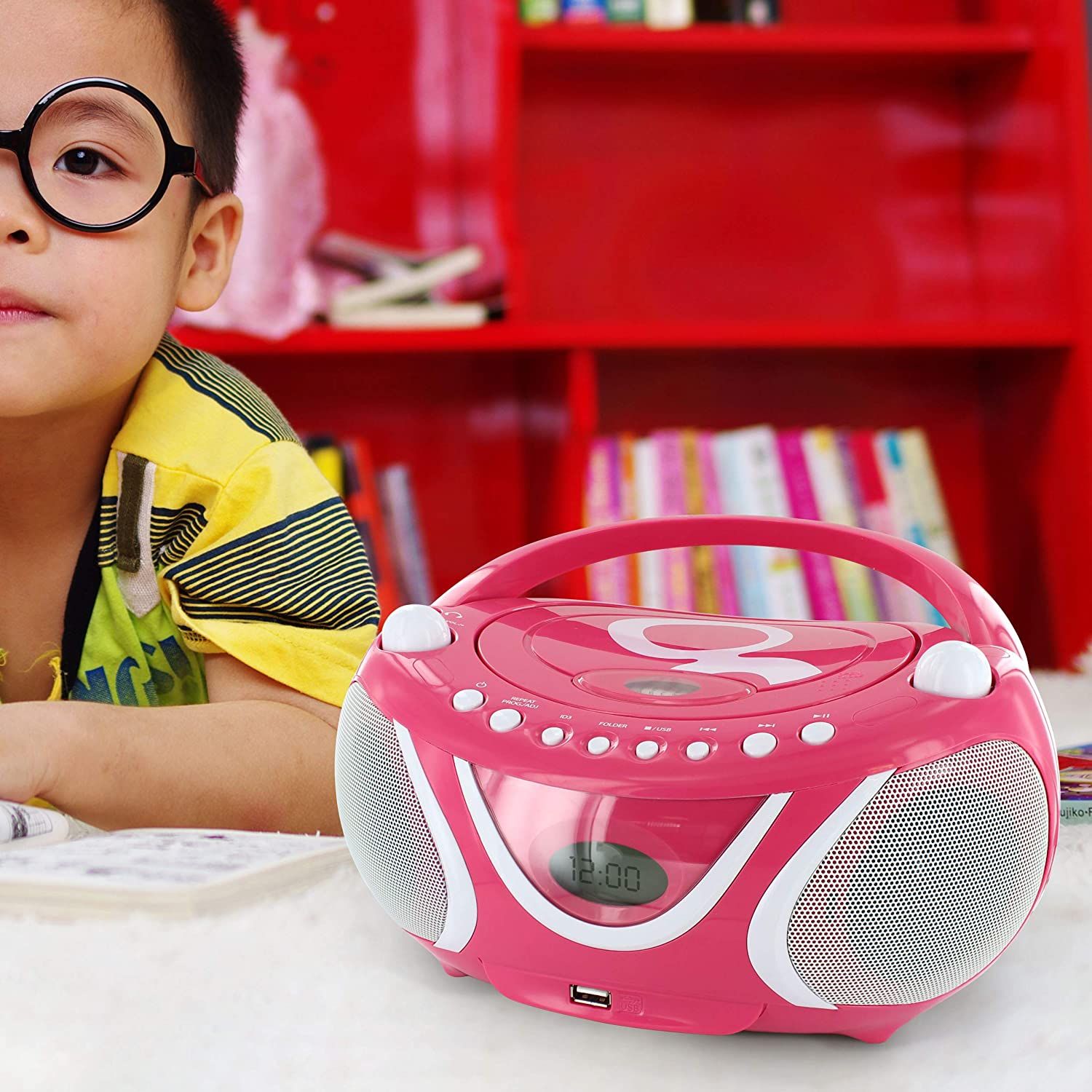 Metronic Mini Hi-Fi Chain Radio CD Player MP3 USB Dark Pink
