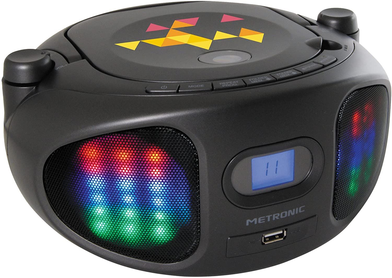 Metronic Mini Hi-Fi Chain Radio CD MP3 Player with LED Light - Black