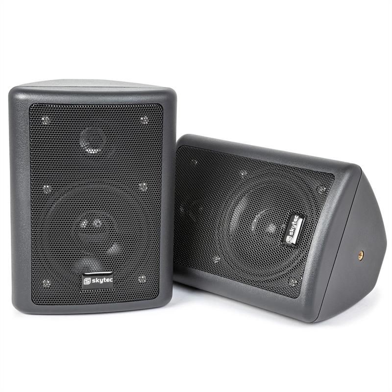 Skytec Stereo 2-Way Wall/Ceiling Speakers - 4" Woofer - 75W Max - Mounting Kit Included - Black