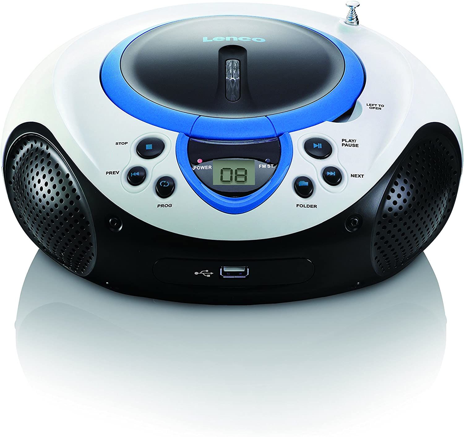 Lenco SCD-38 Portable Stereo Hi-Fi Mini Chain with FM Radio, CD Player, USB and Battery or AC Power