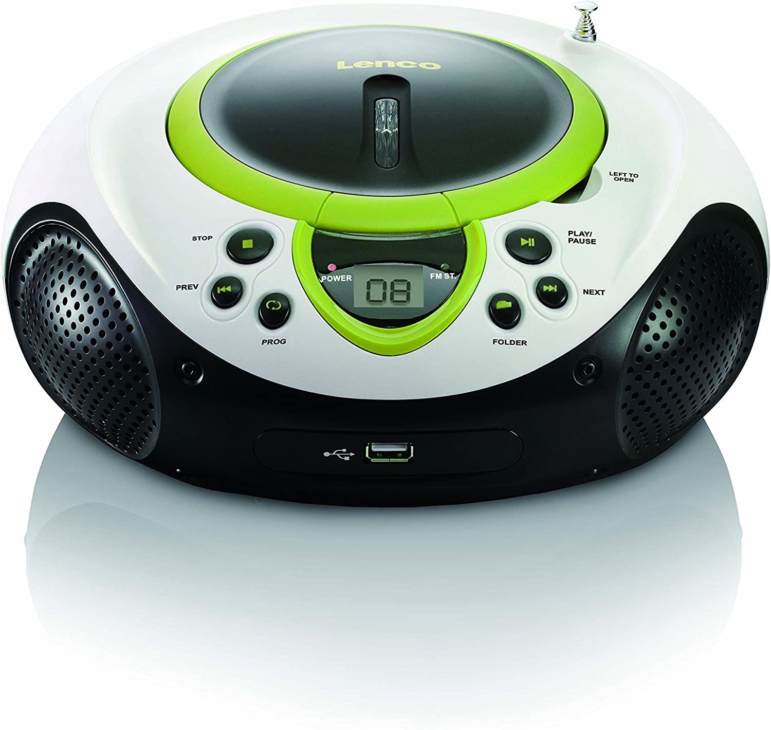 Lenco SCD-38 Portable Stereo Hi-Fi Mini Chain with FM Radio, CD Player, USB, and Battery or AC Power